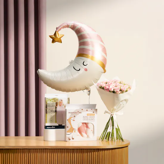 Hedeya Baby Girl Gift Set | The Party Station Balloon and Flowers