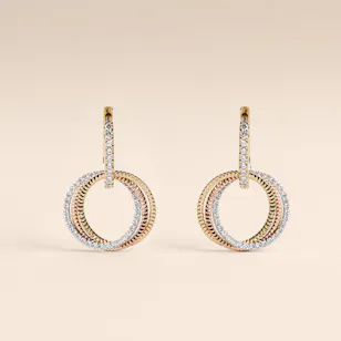 Damas Revolve Trio Gold Diamond Women's Earrings Damas Revolve Trio Gold Diamond Women's Earrings