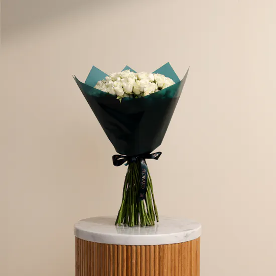 White Baby Rose Bouquet | 50 Flowers
