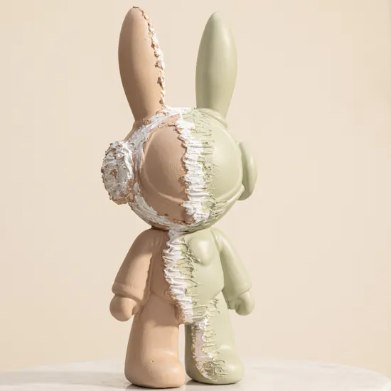 Nno Pink and Mint Green Meteorite Bunny Sculpture