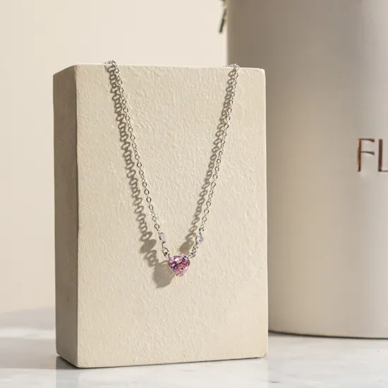 Hrh Pink Heart Gold Plated Necklace | Accomplished Flower