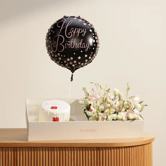 Floward Birthday Bliss Cake with Flowers and Balloon