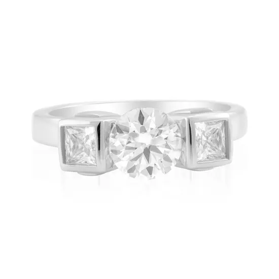 Silver Solitaire Moissanite Ring Size 8