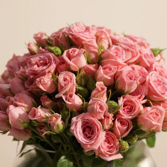 Pink Baby Rose Vase | 35 Flowers