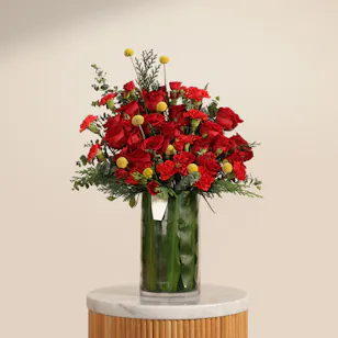 Crimson Charm Flowers Vase