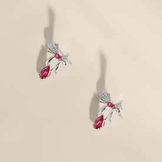 Floward Red Reverie Silver Women’s Earrings