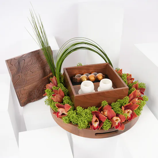Saudi Artisanal Company Coffee Set | Orange Cymbidium
