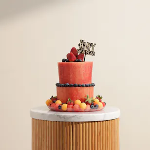 Fruitful Day Happy New Year 2-Tier Fruit Cake 