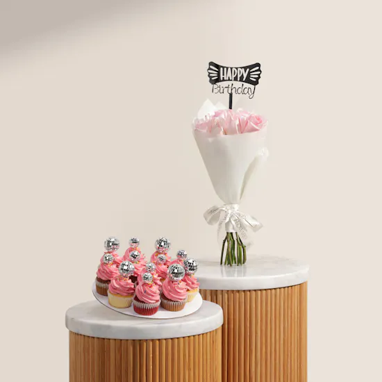 Floward Mixed Disco Balls Cupcakes | Happy Birthday Flower Bouquet