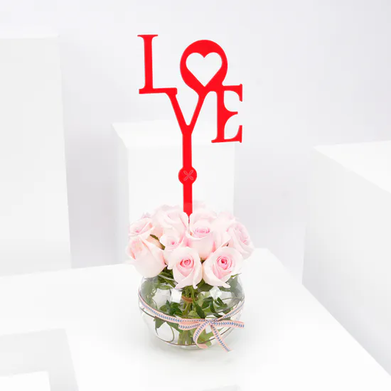 Light Pink Roses | Glass Vase