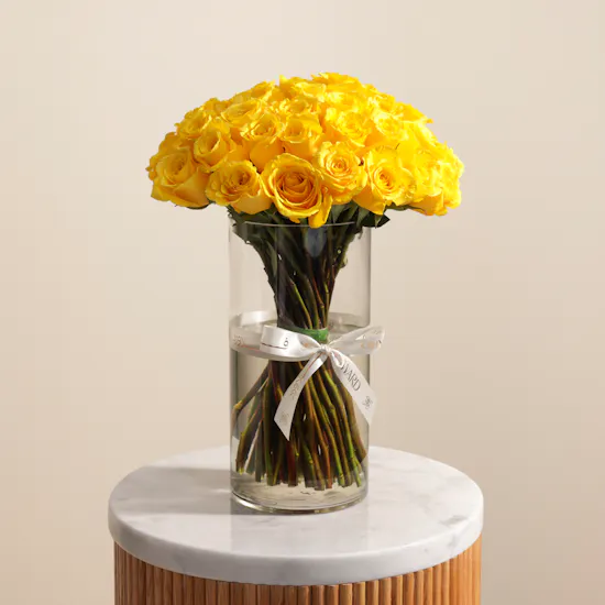 Yellow Radiance Vase | 50 Roses