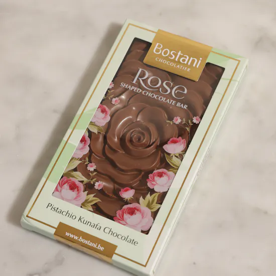 Bostani Pistachio Kunafa Chocolate Rose Bar | 100 gm