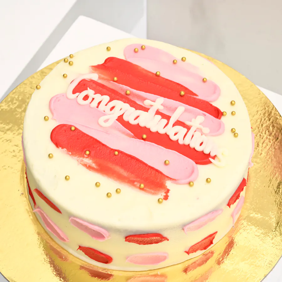 Helen's Bakery Congratulations Cake with Carnations Vase 4