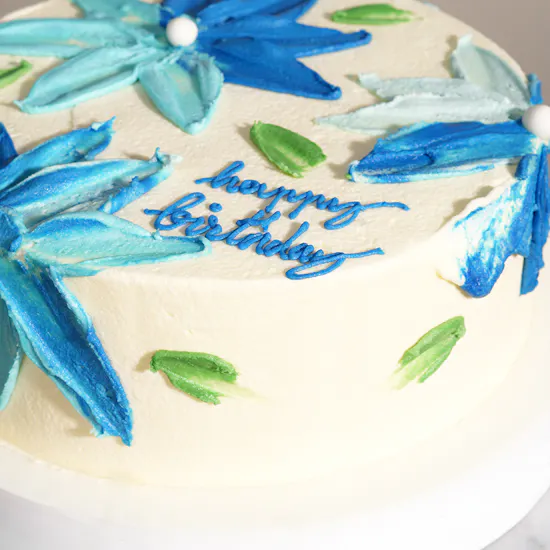 Floward Happy Birthday Blue Flower Chocolate Cake