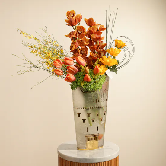Artfeena Salwa Palace Gold Plated Flowers Vase