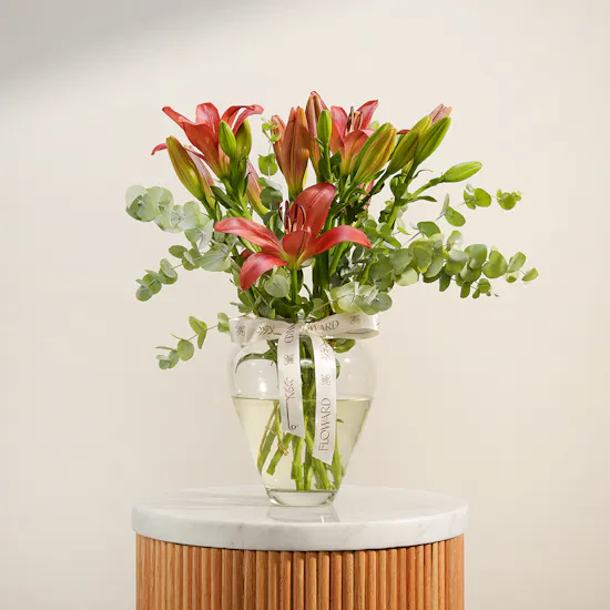Classic Glam Red Lily Vase