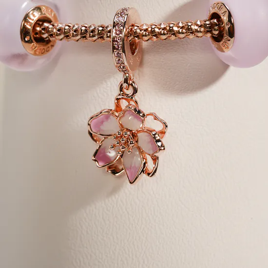 Pandora Cherry Blossom Studded Chain Slider Bracelet Set