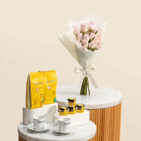 Cilantro Starter Turkish Coffee Kit | Pure Delight Rose Bouquet