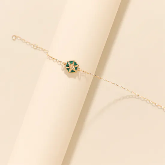 Midad Bahja Green Color Gold Bracelet