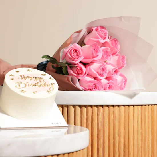 Koko Happy Birthday Bento Cake | Elegant Flowers Bouquet