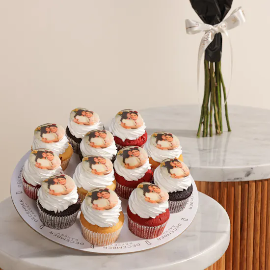 December Cake Personalized Photo Cup Cake | Glam Roses