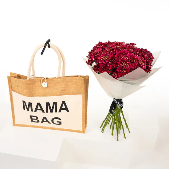 Dee mama Mama Tote Bag | Red Chrysanthemum