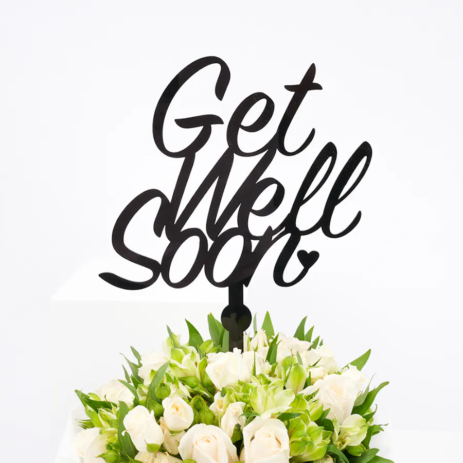 Abucci Small Chocolate Box with Get Well Soon Blooms Bouquet 3