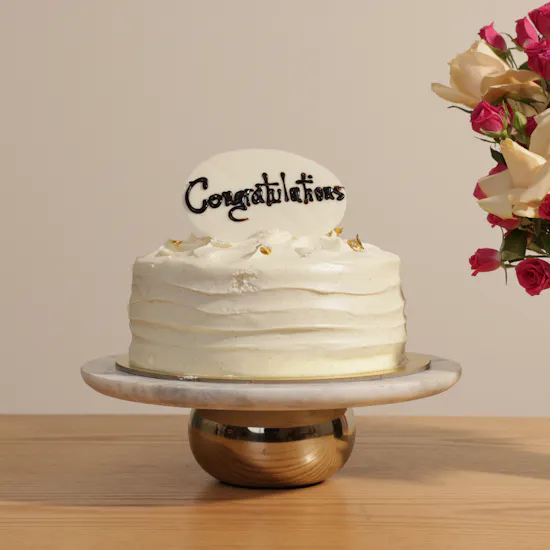 Sucre De Nada Congratulations Vanilla Cake | Festive Flower Vase