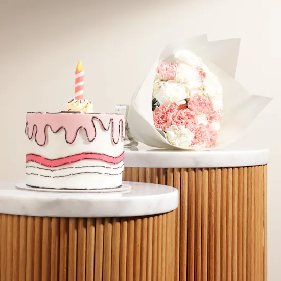 Crumbles Candle Cake | Carnation Bouquet