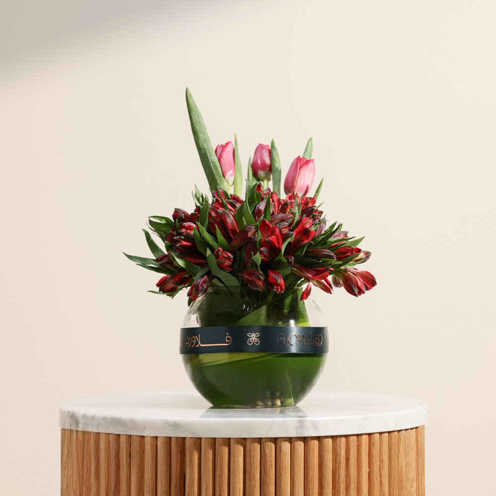 مزهرية زهور أناقة القرمزي الأحمر