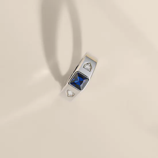 Floward Royal Azure Silver Men's Ring | Size 7