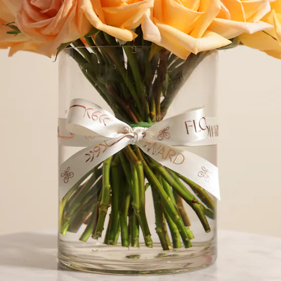 Delicate Peach Rose Vase | 35 Roses