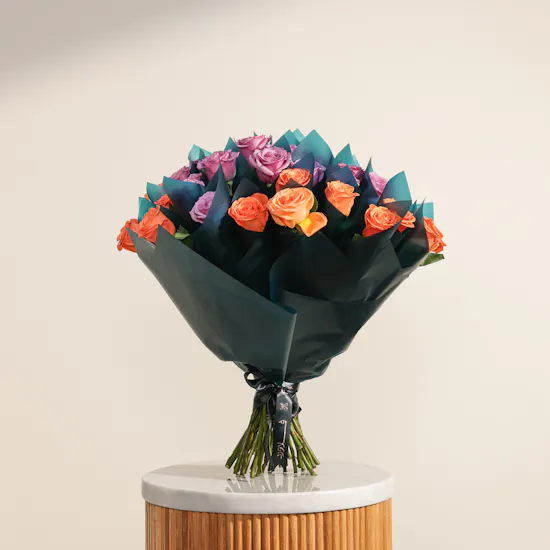 Orange and Purple Roses Favors