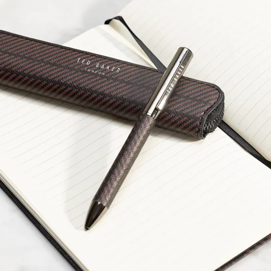 Ted Baker Wilston Black and Brown Notebook & Pen Set