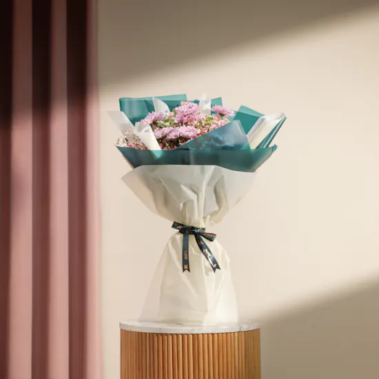 Shiny Pink Chrysanthemum Bouquet
