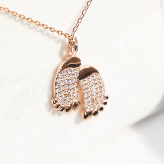 Artsy Baby Feet Zircon Stone Necklace