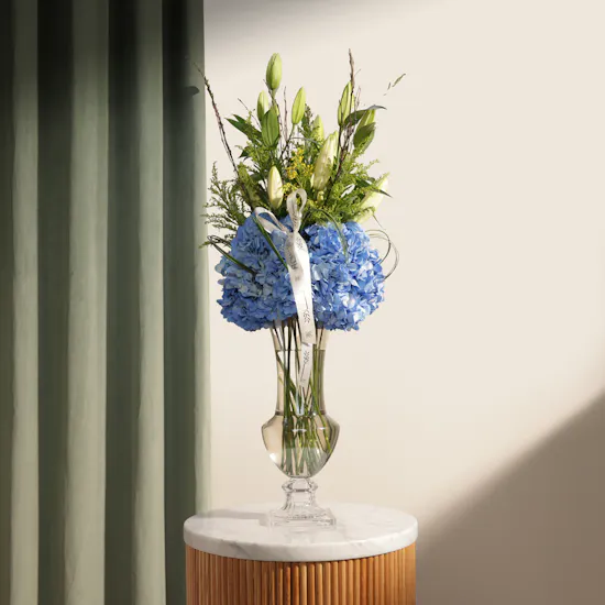 Azure Celestial Flower Vase
