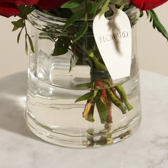 Blush of Romance Red Roses Vase