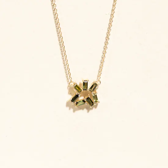 Siran by Iram Irregular Shaped Emerald Stones Necklace