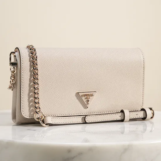 Guess Noelle II Women Beige Xbody Flap Organizer Crossbody Bag