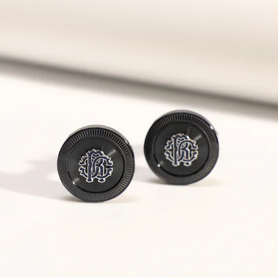 Roberto Cavalli Black Color Blue Log Cufflinks