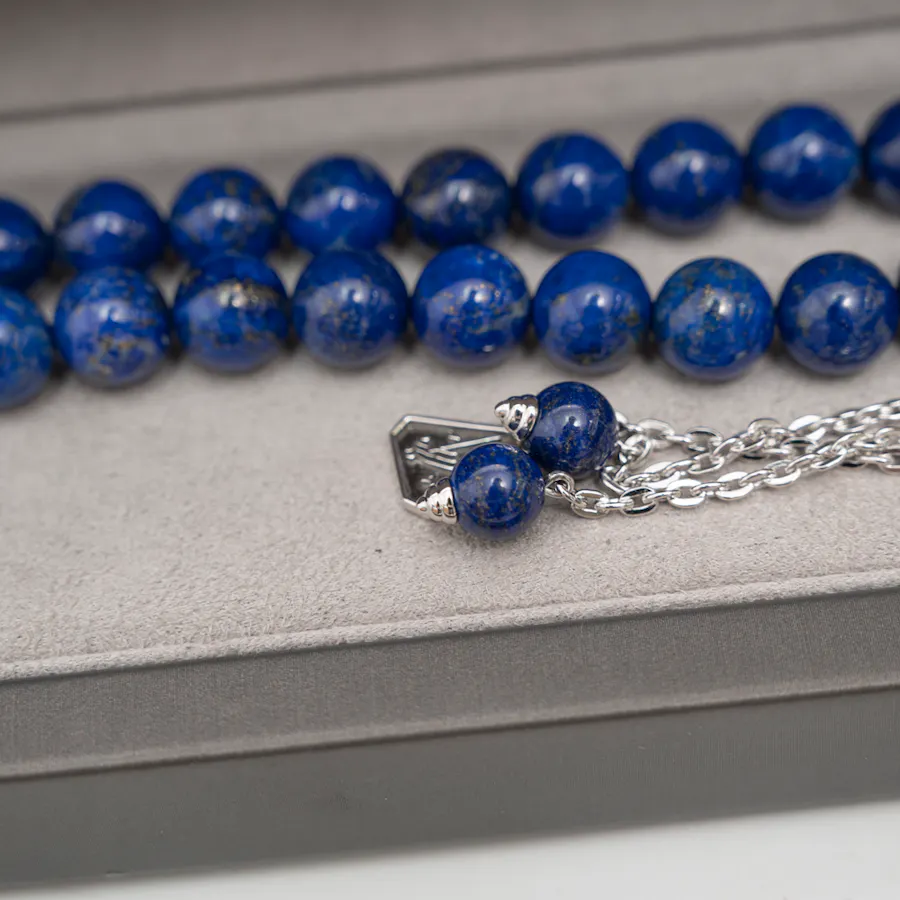 Zayan Lapis Lazuli and Silver Rosary | Glowing Blooms 4