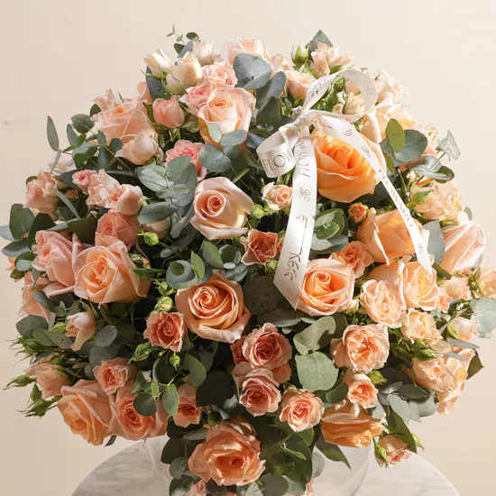 Enchanting Peach Flowers Vase
