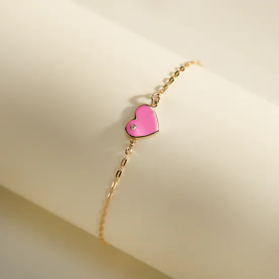Baby Chic by Izmirain Pink Heart Diamond Baby Bracelet