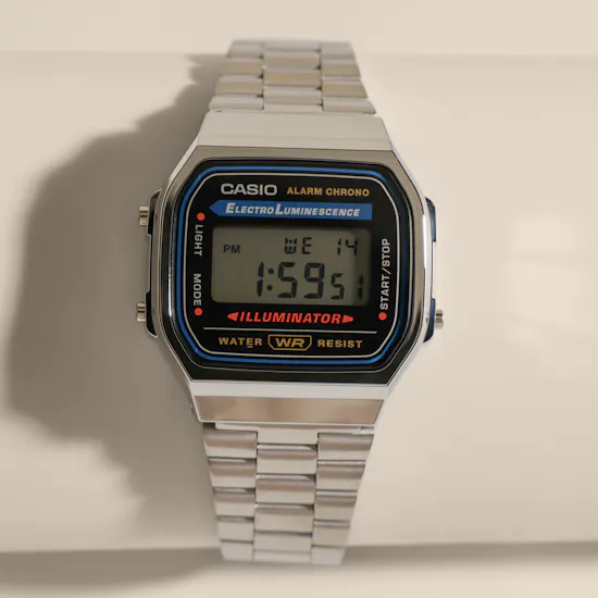 Casio Silver-Tone Vintage Retro Mirror Unisex Digital Watch