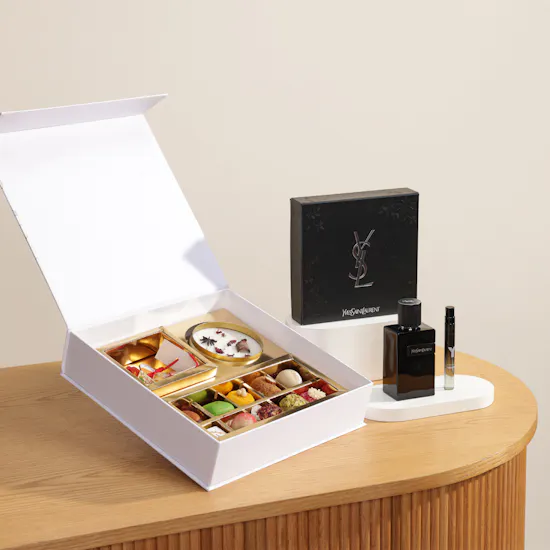MyGovindas Rakhi Divine Bond Sweets Box | Yves Saint Laurent Y Le Parfum Men's Gift Set