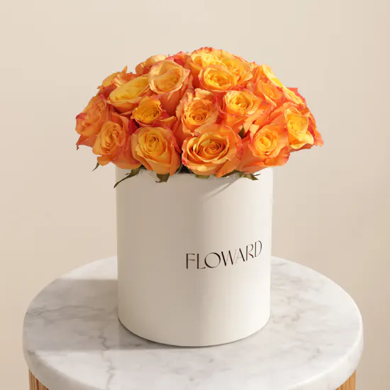 Sunny Orange Roses Box | 25 Flowers