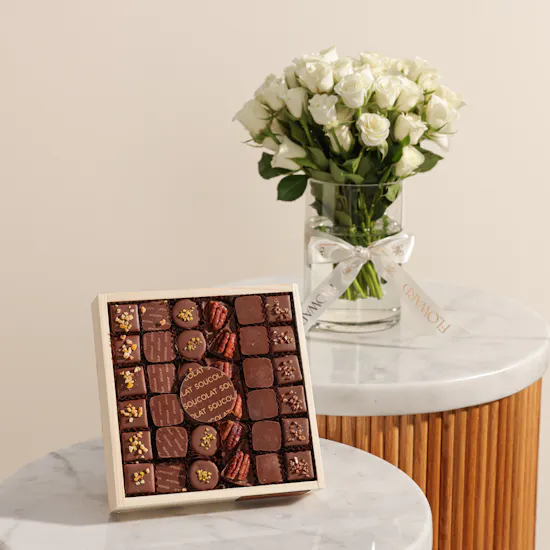 Soucolat Classic Chocolate Wood Tray | Shinny Flowers