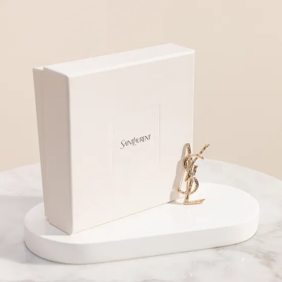 Saint Laurent Cassandre Brooch with Engraved Texture