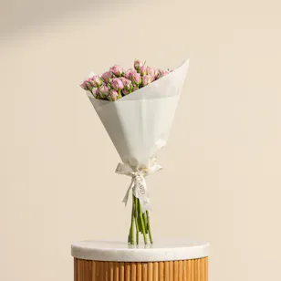 Dewy Elegance Purple Baby Roses Bouquet | 12 Flowers 